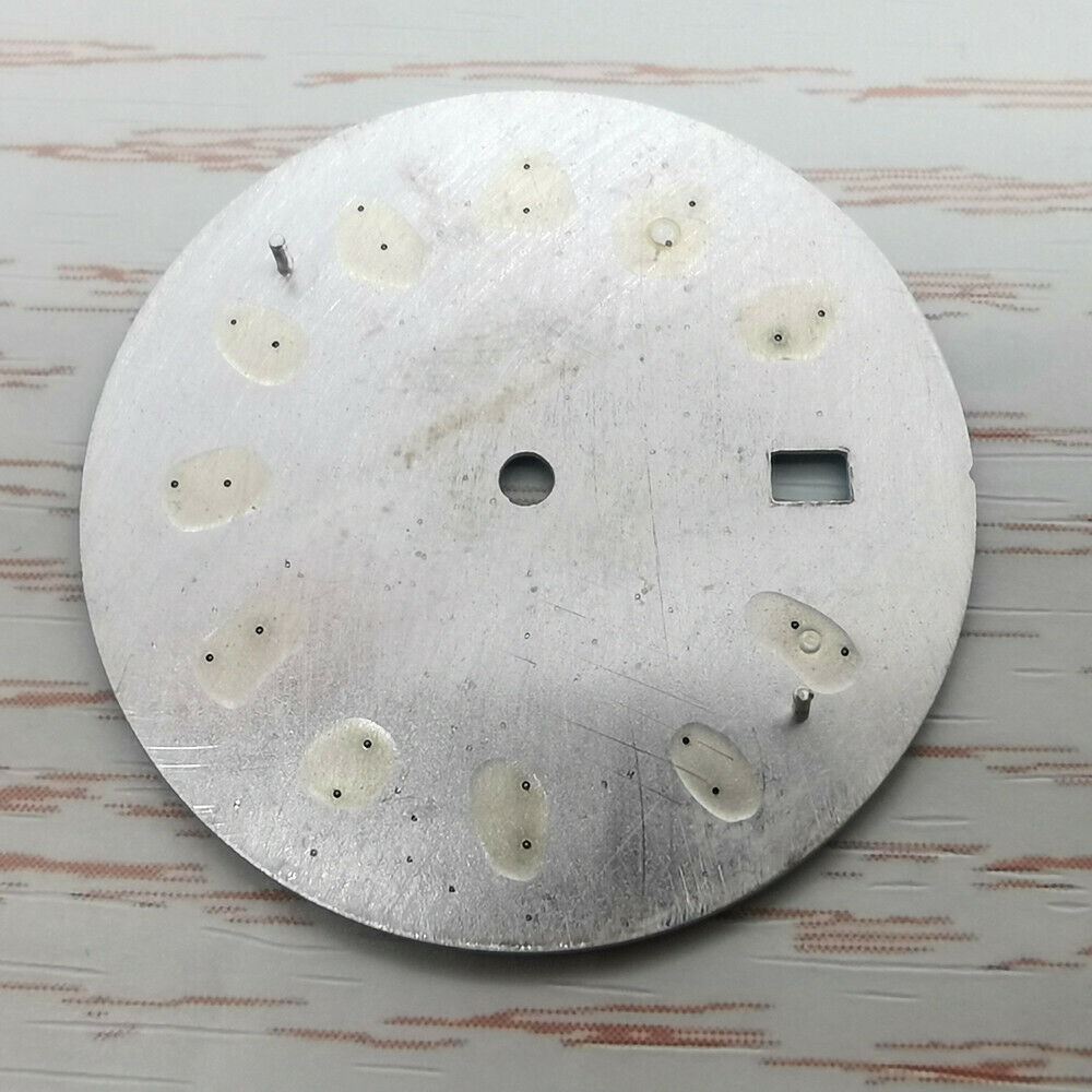 33.50mm multi-color watch dial with blue lume, NH36 compatible, perfect for custom watch builds.