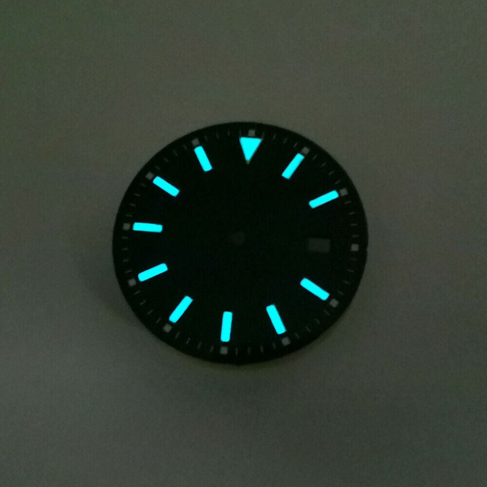 33.50mm multi-color watch dial with blue lume, NH36 compatible, perfect for custom watch builds.