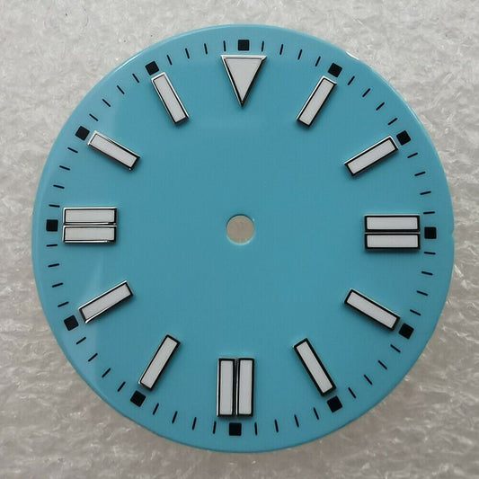 28.5mm green lume oyster enamel watch dial, compatible with NH35 ETA2836 8215 movements.