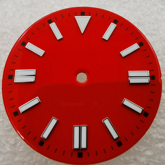 28.5mm Oyster Enamel Green Lume watch dial for NH35 ETA2836 8215 movements, luminous finish