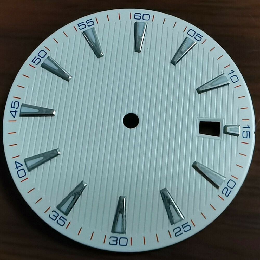 Green lume watch dial 33.5mm, compatible with NH35/NH36 movement for custom watch builds.