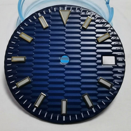 29mm green lume Oyster watch dial by BrandName, fits NH35/NH36 movements, ideal for custom watch builds