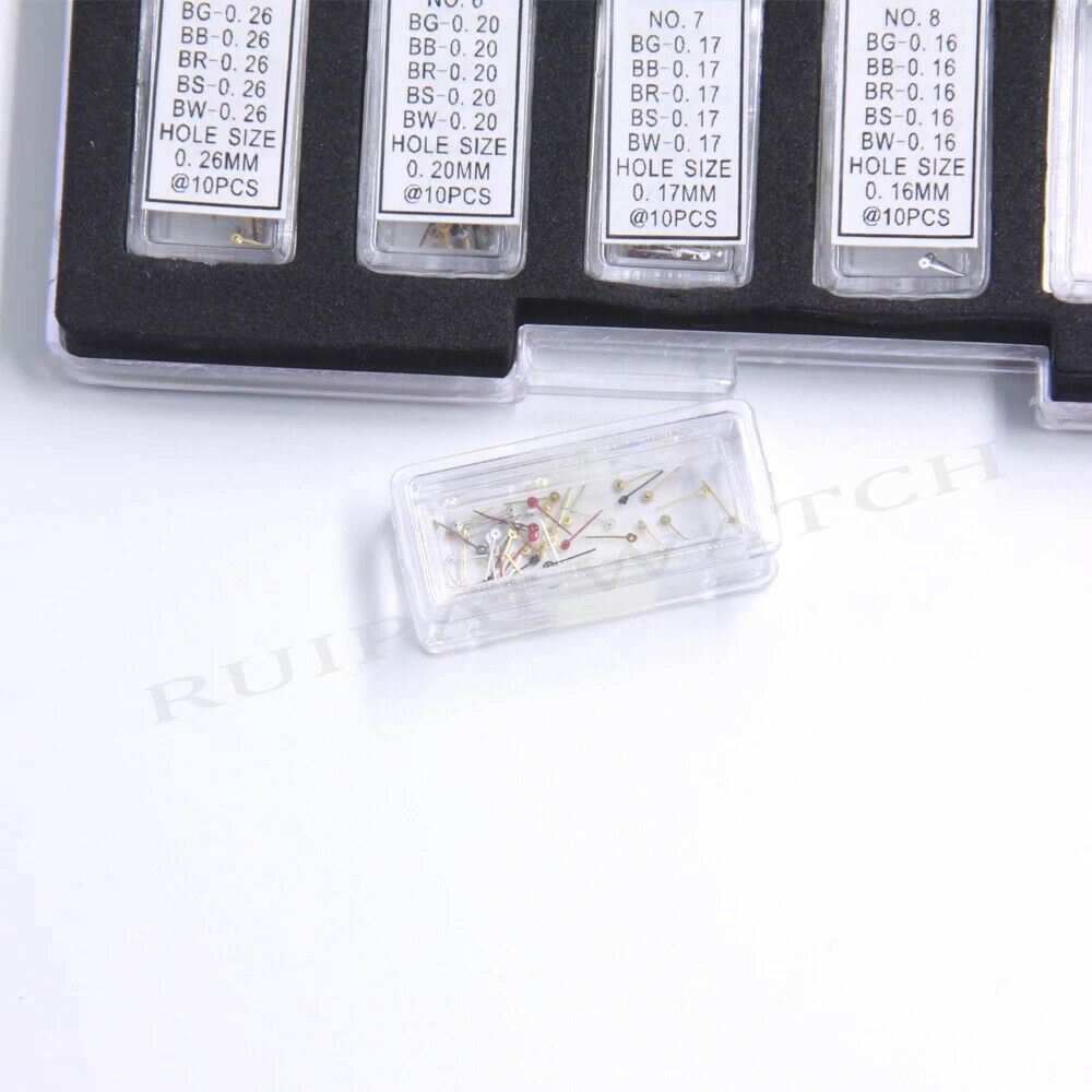 AC-6015 multi-color mini second hands, assorted sizes, 400pcs for watch repair and customization.