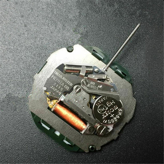 Japan-made Miyota 2115 quartz watch movement replacement with date display at 3/6 position.