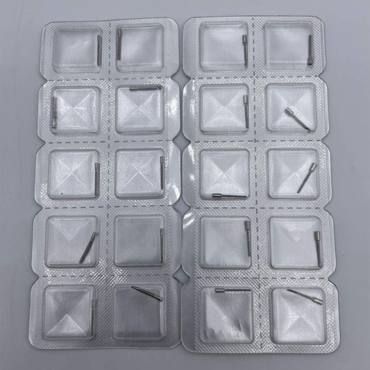 Swiss Made stainless steel watch extension stems, 1.2mm and 0.9mm interface for precise fitting.