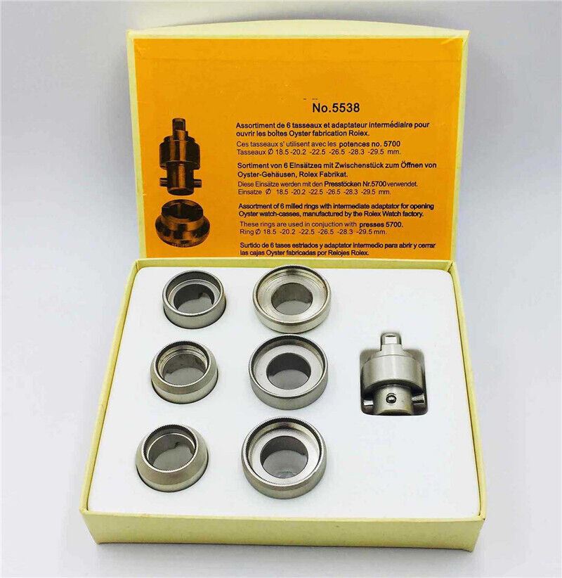 Chucks set for 5538 waterproof grooved back case opener, durable watch repair tool.