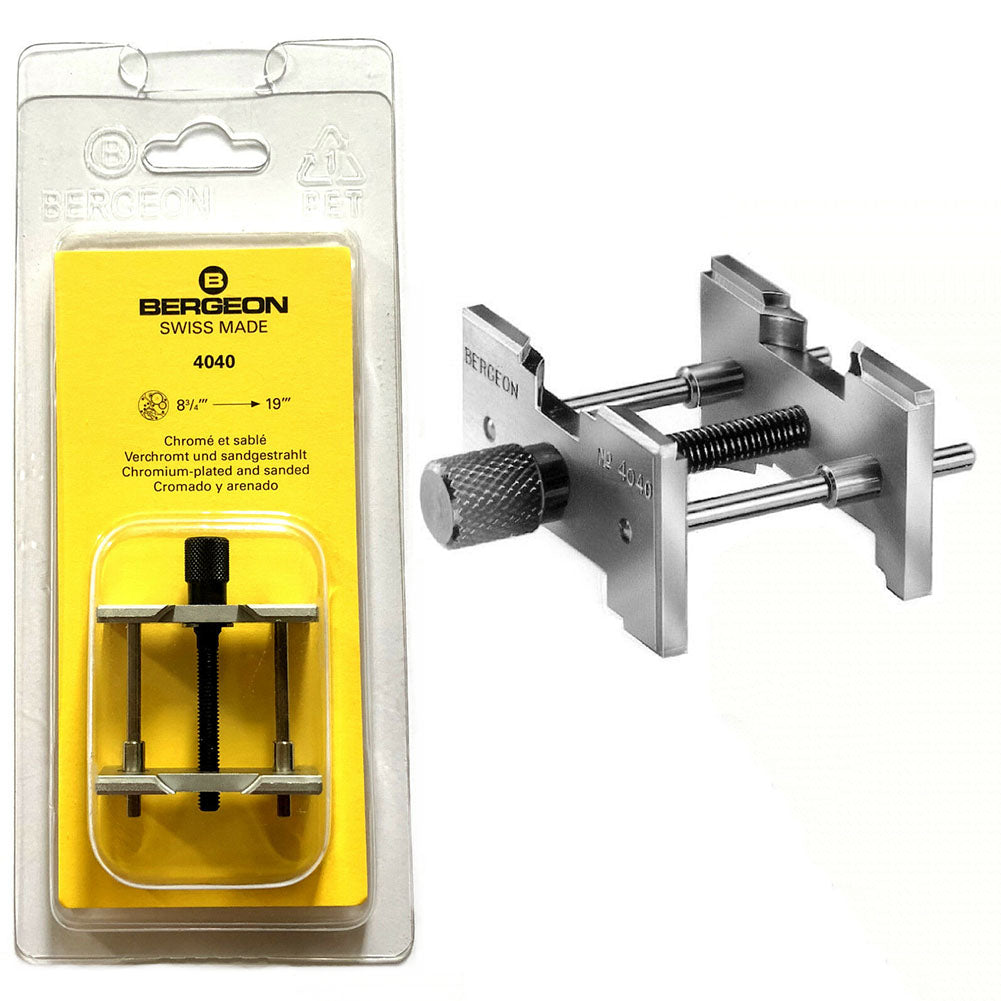 Bergeon 4040 large reversible watch movement holder securing watch parts during repair and maintenance.