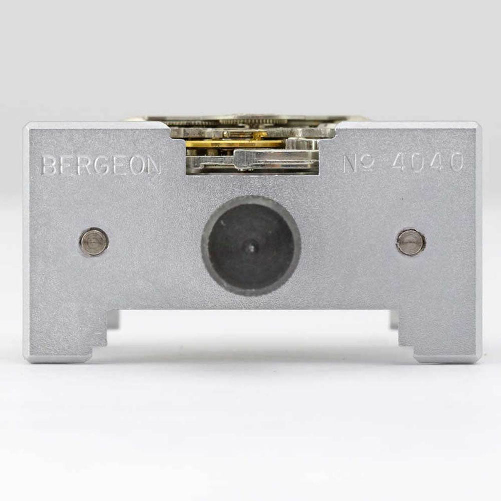 Bergeon 4040 reversible watch movement holder for secure repair and precise maintenance tasks.