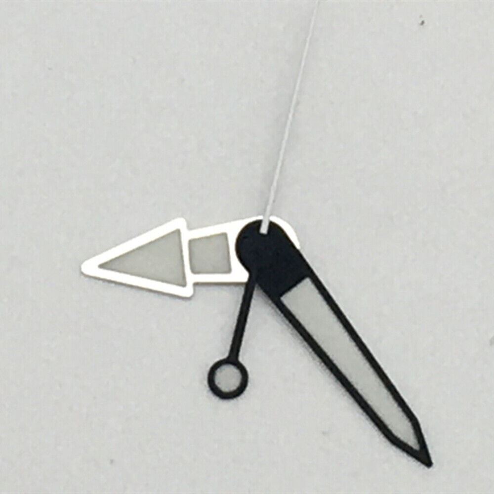Black trim green luminous watch hands for NH35A/NH36A movement, precise and durable replacement parts.