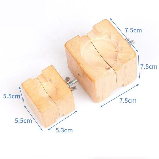 Wooden watch band bracelet holder for strap pins removal and repair.