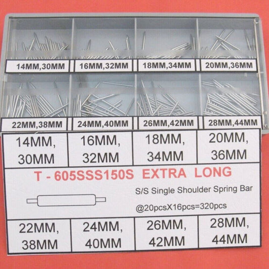 320pcs 1.5mm stainless steel spring bars assortment 14-44mm for watch strap replacement