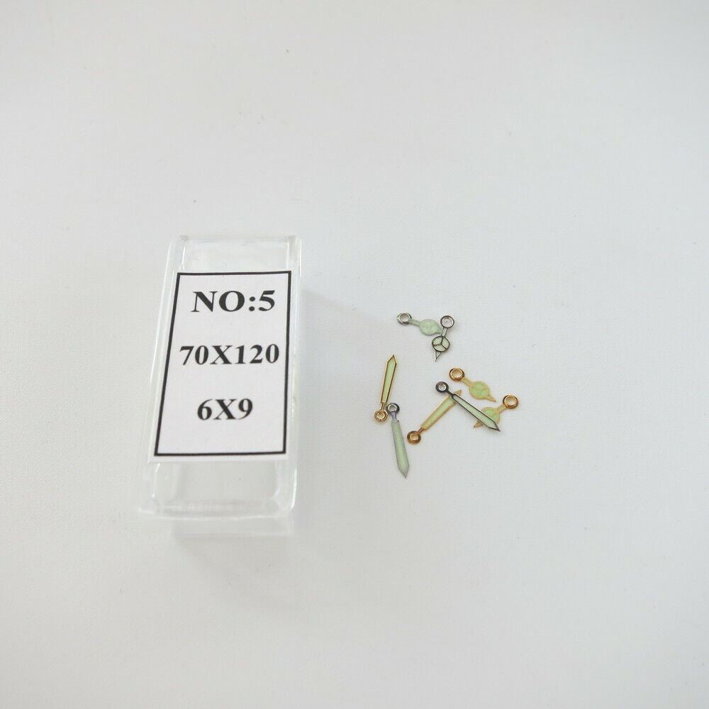 Set of 44 yellow and white luminous watch hands for precise hour, minute, and second tracking.
