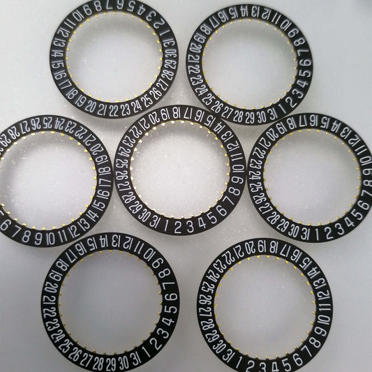 Generic Date@6 black date disk wheel for ETA2824-2 watch movement replacement.