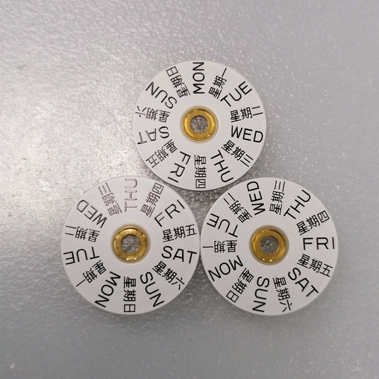 Generic White Week Disk Wheel for ETA2836 Movement, watch accessory with clear English & Chinese day display.