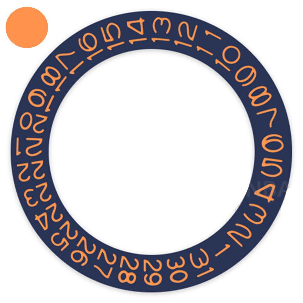 Disque de date en denim bleu avec fond orange mandarine pour Miyota NH35 NH36
