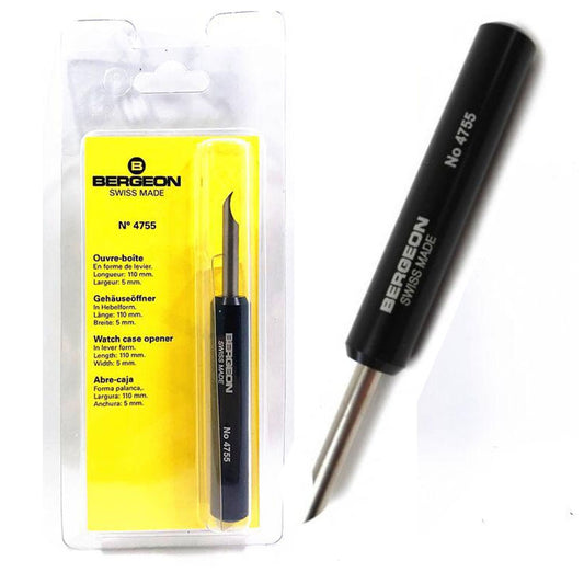 Bergeon 4755 pry-type watch case opener tool for precise watch battery and case back removal.