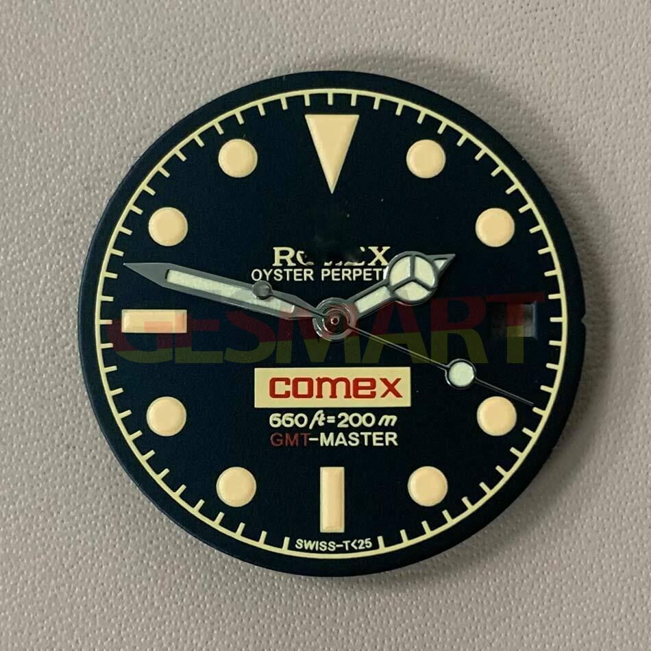 Blue-green luminous watch dial with hands for 8215/2813/8200 movements, RLX style accessory.