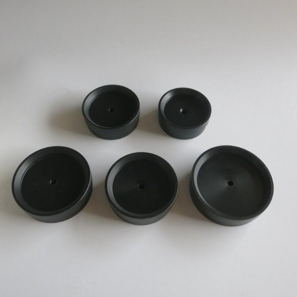Black watch repair tool with non-scratch plastic back case presser die, fits 42mm-60mm watches.