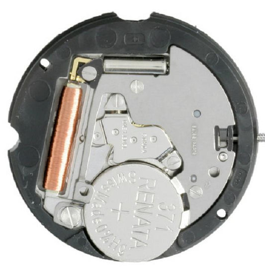 Ronda 505 quartz watch movement showing date window at 3 and 6 o?clock with precision mechanism