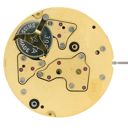 Ronda 5130B quartz watch movement showing precise timekeeping components for accessories.