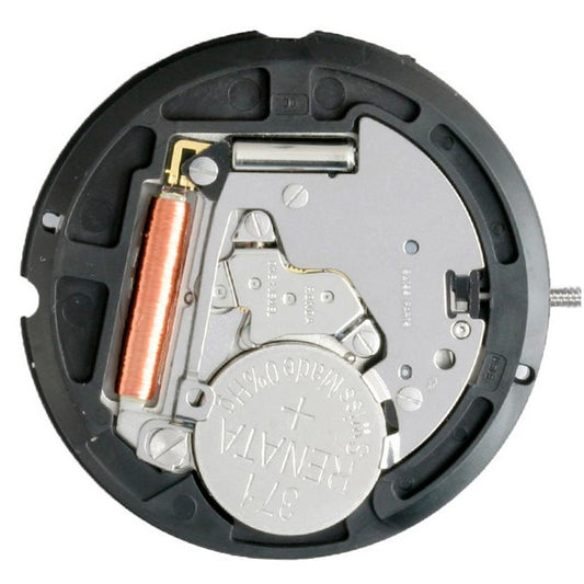 Ronda 515 24D quartz watch movement with date at 3 and 6, precise timekeeping by Ronda.