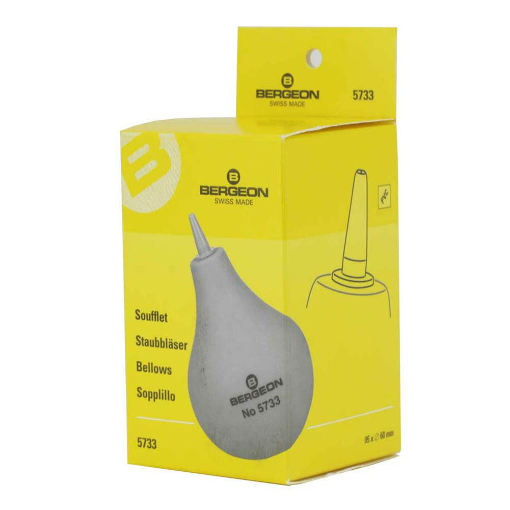 Bergeon 5733 rubber dust blower for precise cleaning of watch components and delicate maintenance tasks.