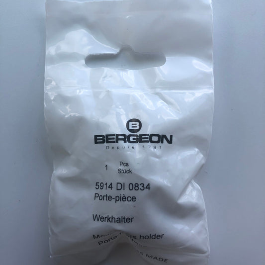 Reversible Bergeon 5914 movement holder with knob for ETA 2000 watches, durable watch repair tool.