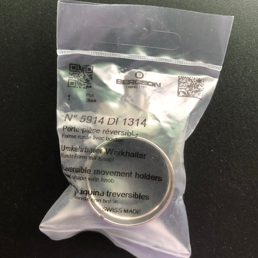 Bergeon 5914 reversible movement holder with knob, 13 1/4 ligne for ETA watches, secure tool accessory