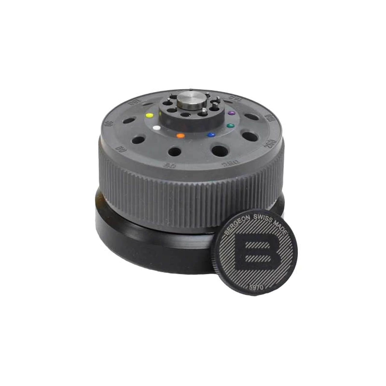Bergeon 5970 precision screwdriver set with stand for detailed watch repairs and adjustments