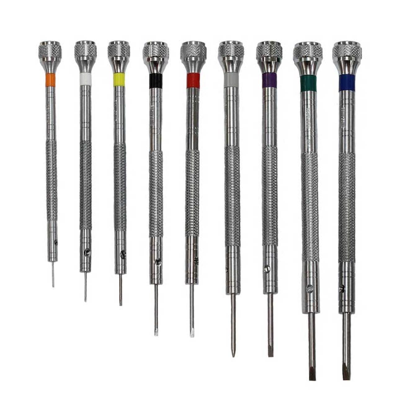 Bergeon 5970 precision screwdriver set with stand for detailed watch repair tasks