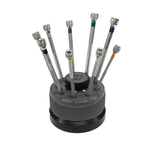 Bergeon 5970 watch repair tool with 9 precision Swiss-made screwdrivers for watch accessories.