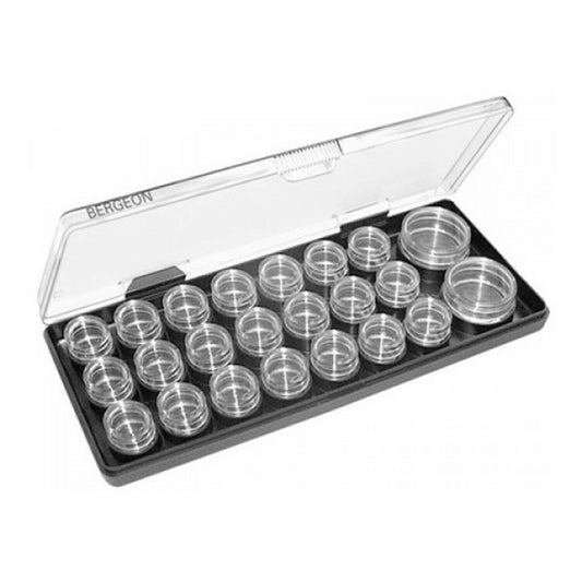 Bergeon 6088-D plastic storage box with 21 compartments for watch accessory organization