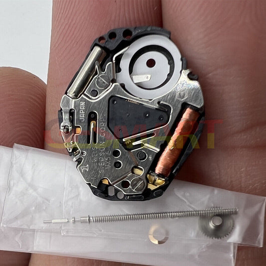 Hattori Epson VX51E quartz watch movement, precision Japanese craftsmanship for accurate timekeeping.