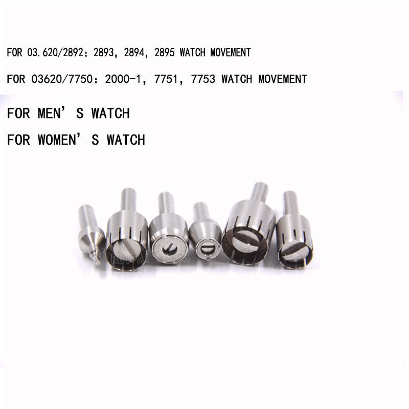 RLX watch crown tube tool for accurate removal and installation of pushers and battery cases in watch repairs.