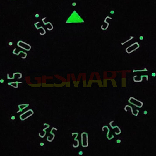 33.8mm green luminous pilot watch dial for NH35 movement, ideal for precise watch repairs.