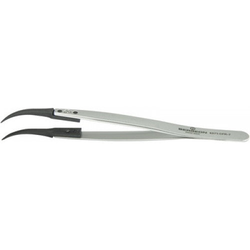 Bergeon 6571-CFR-7 watchmaker tweezers with replaced ends for precise watch accessory handling.