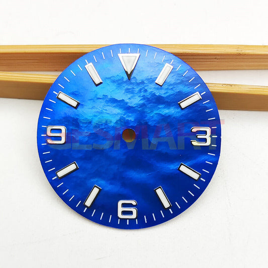 28.5mm green lume numeral watch dial for NH35 4R35 movement, luminous hour markers for easy time reading