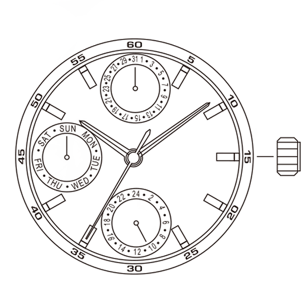 Mouvement à quartz japonais Miyota / Citizen 6P27, fabriqué au Japon