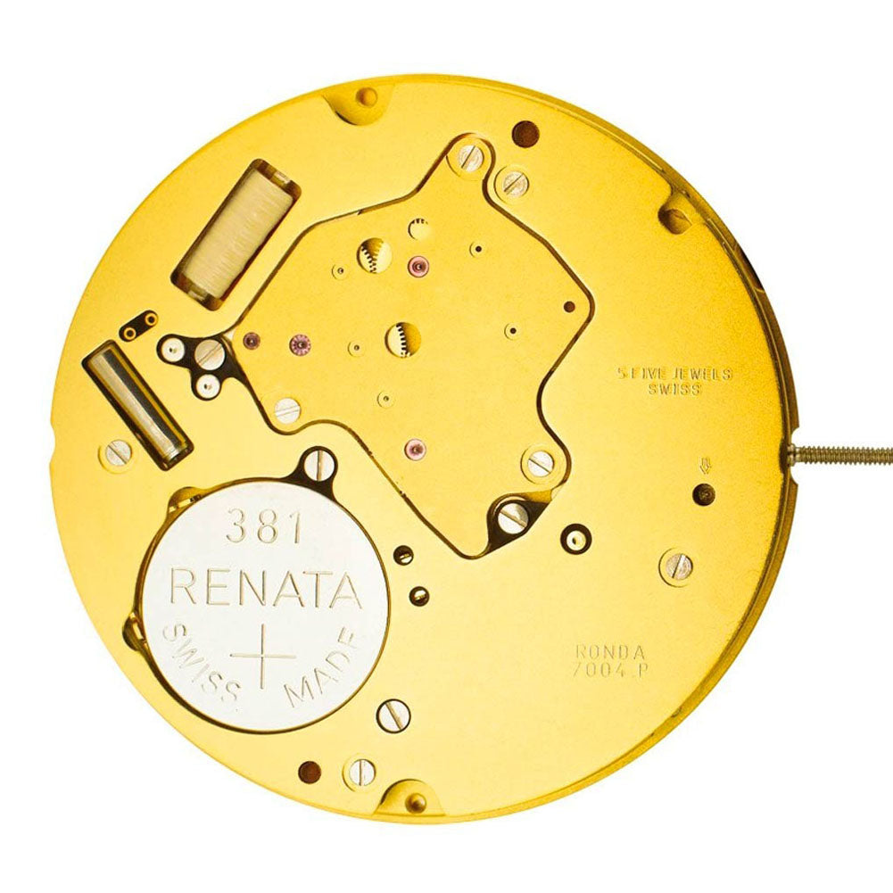 Ronda 7004P Swiss quartz watch movement with 3 hands, precise timekeeping for watch accessories.