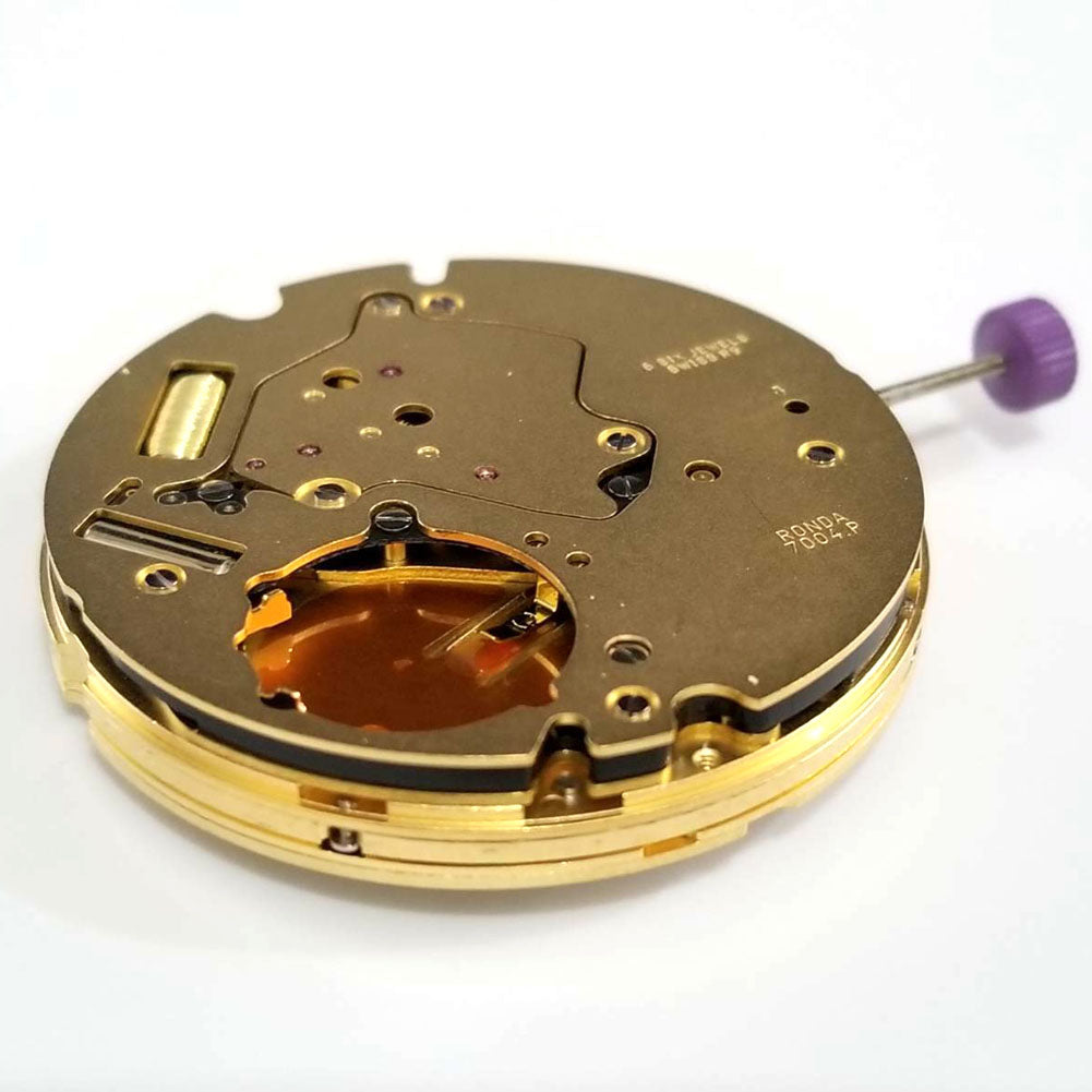 Ronda 7004P Swiss quartz movement with 3 hands, precise timekeeping for watch repair accessories.