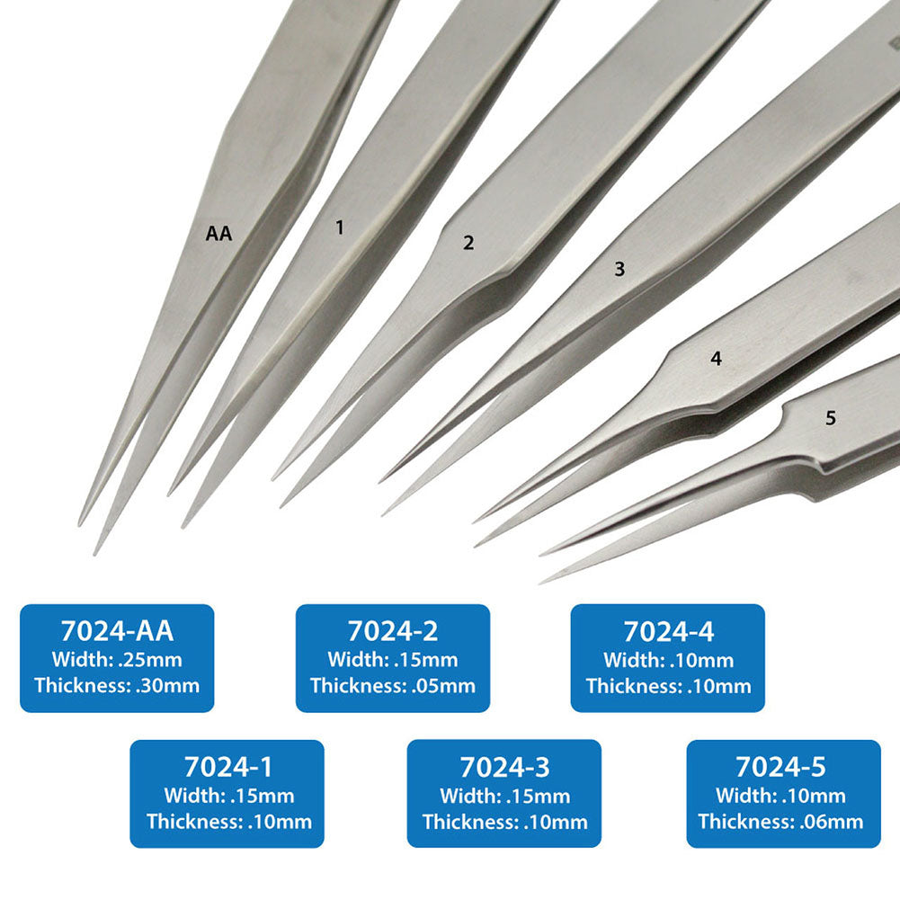 Bergeon 7024 precision anti-magnetic tweezers set of 6 for detailed watch repair tasks