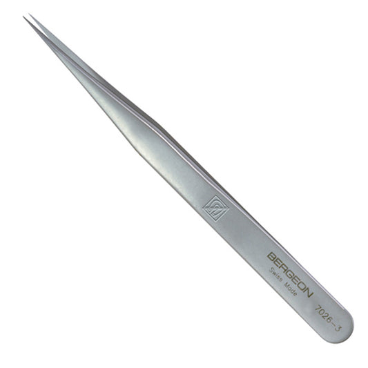 Bergeon 7026-3 antimagnetic tweezer fine tip for precision handling of hairsprings in watchmaking.