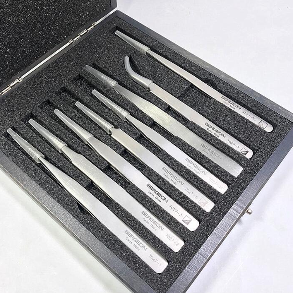 Bergeon 7027 stainless steel watch tool with trimmed finish for precise strap adjustments