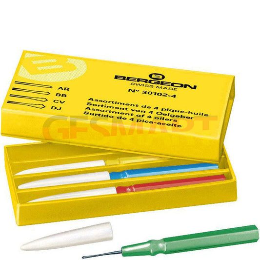 Bergeon 30102-4 set of 4 precision watch oilers in cardboard box for watch repairs and maintenance