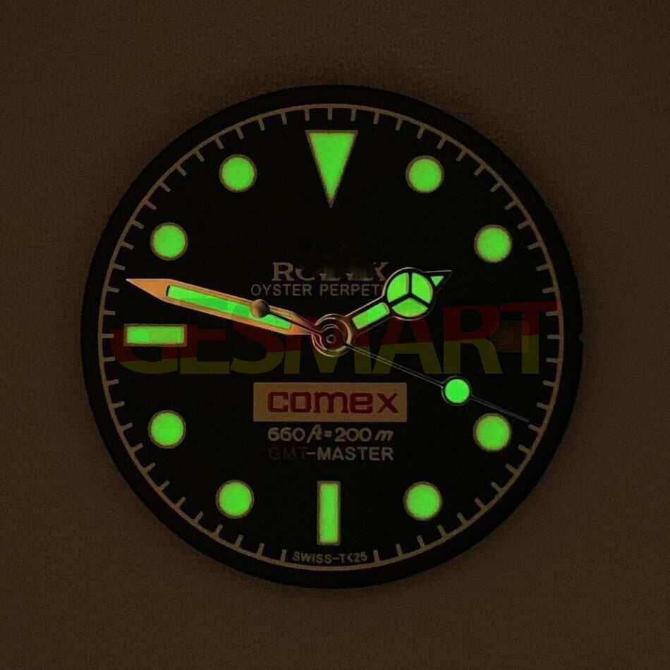 Blue-green luminous watch dial with hands for 8215/2813/8200 movements, RLX style accessory.