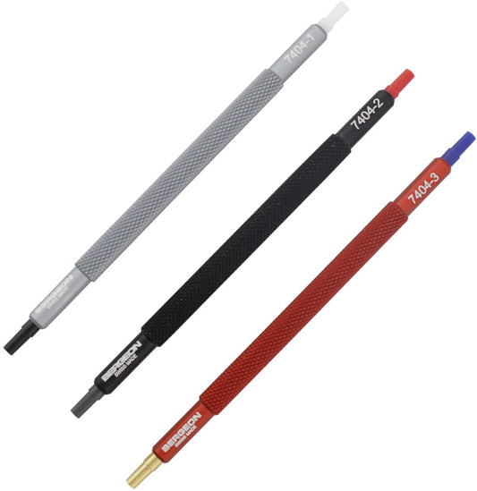 Bergeon 7404-S03 set of 3 watch hand fitting tools with base for precise watch repair and assembly.