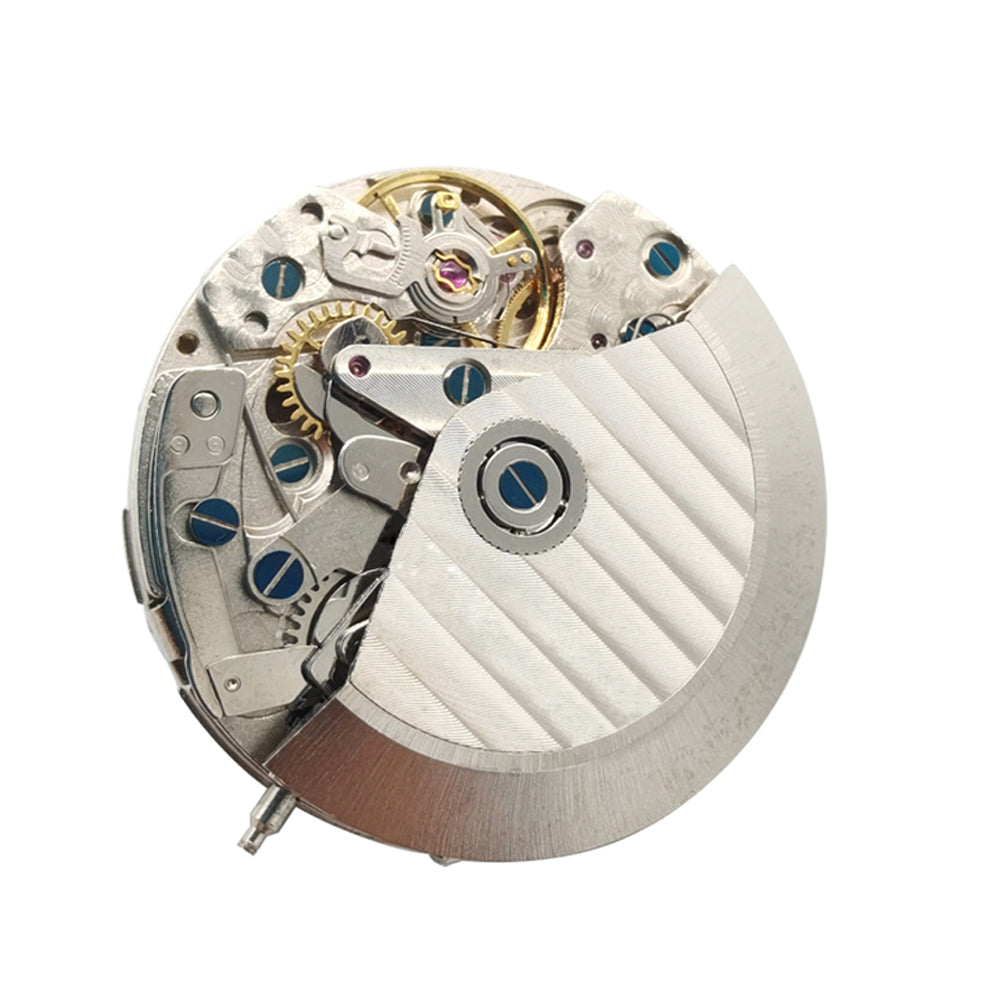 Asian 7750 automatic chronograph watch movement with single calendar, precise timekeeping by ETA 7750 mechanism.
