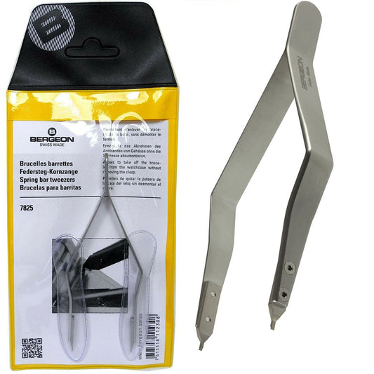 Bergeon 7825 spring bar tweezer for precise lug removal on wristwatches, ideal for watch accessories.