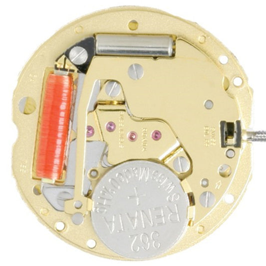 Ronda 785 quartz watch movement with date display at 3 o'clock, precise 3-hand mechanism for watch repairs.