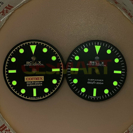28.5mm XE5 retro green luminous watch dial, fits NH35/8215/2836 movements for stylish timepieces.
